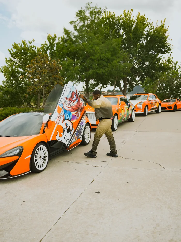 The McLaren with the doors up