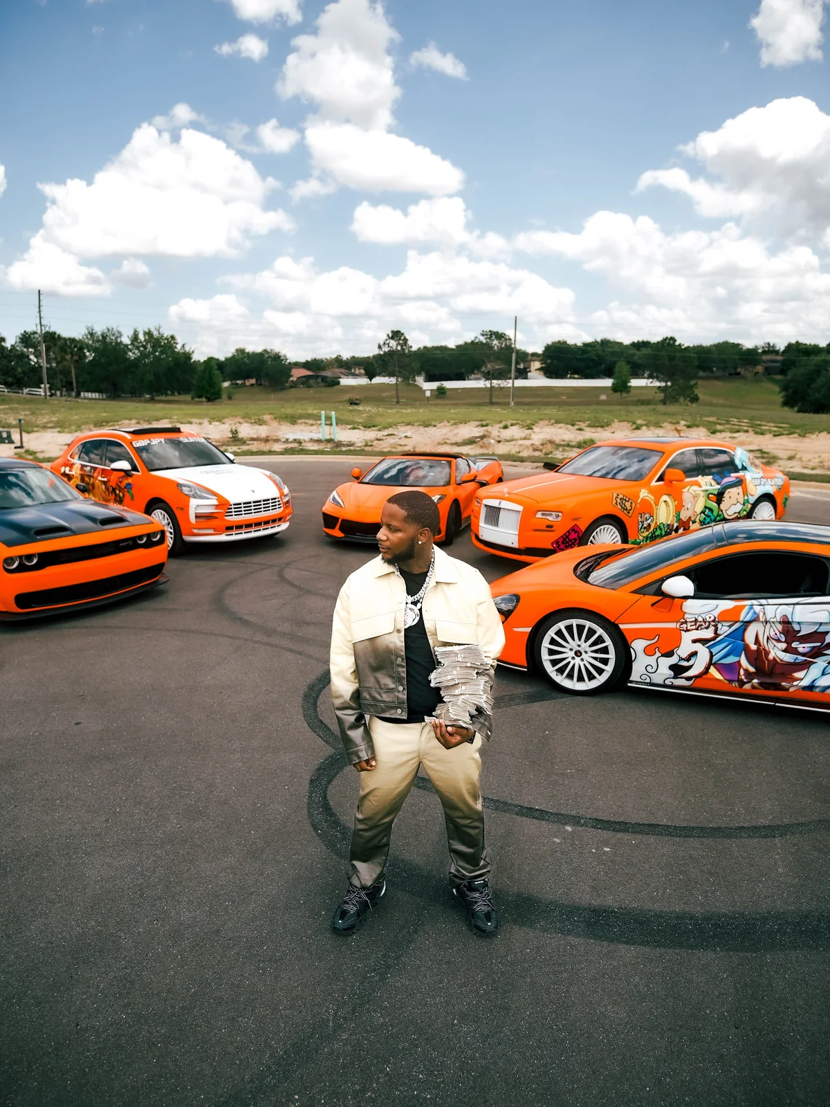 KJ McLaurin with his orange fleet